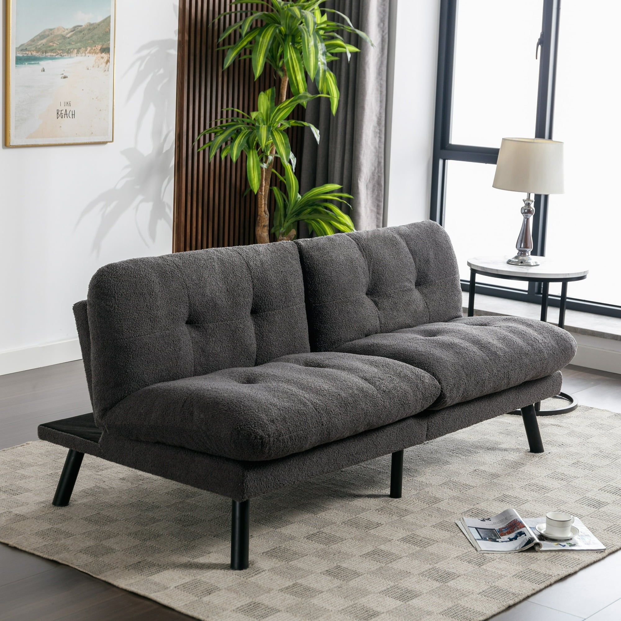 Mainstays Camden Cozy Futon, Cream Boucle Fabric, 72"