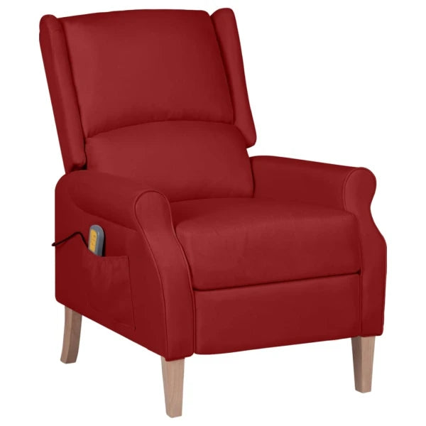 Folding massage chair, wine red, upholstered in fabric 